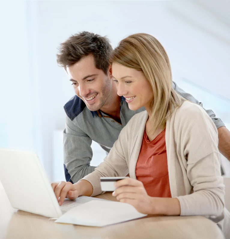 Couple at home buying on internet